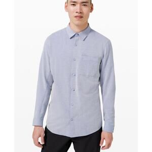 LULULEMON Blue Commission Office Casual Oxford Long Sleeve Shirt Pocket LARGE